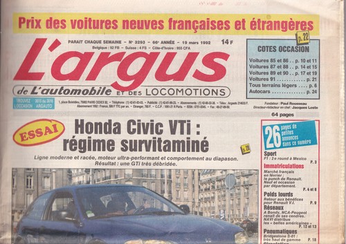 Argus 3293 honda civic - n°3293,