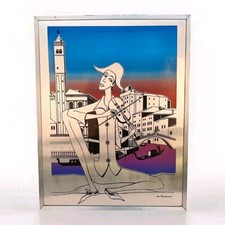 TABLEAU PANNEAU INOX IMPRIMÉ VINTAGE   ARLEQUIN VENISE SIGNE ATL .MUNAHUANQUI 