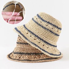 Chapeau De Pêcheur En Paille Rayé Japonais Mignon Pour Femmes