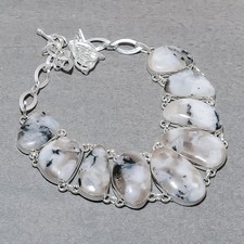 Collier bijoux ethniques mode fait main pierre de lune arc-en-ciel 18" SR 6905