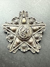 Ancienne Broche En Argent Massif Art Déco Nouveau créateur ethnique étoile 