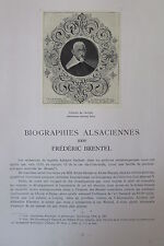 ALSACE BIOGRAPHIE ALSACIENNE FREDERIC BRENTEL GRAVEUR PEINTRE MINIATURISTE 