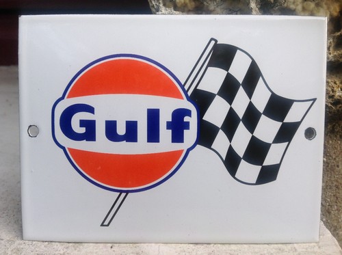 Plaque émaillée garage gulf - plaque,
