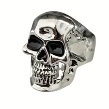 Chevalière B – Bague tête de mort en métal couleur argent – Taille 11