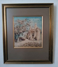 Aquarelle ancienne Adrienne Graham – Grand Palais Exposition coloniale Marseille