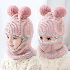 Bonnet tricoté chaud pour bébé avec pompons pour garçons et filles,