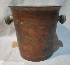 Ancien Seau A Champagne Cuivre Vintage 2 Poignées En Bois HT 20 cm Ø 20cm 0kg772