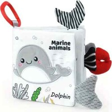 Livre de bébé en tissu doux avec queues d'animaux 3D , livre bruit , livre doux 