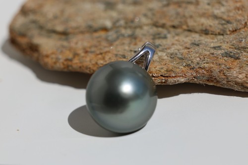Pendentif argent perle noire - perle,
