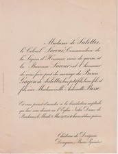 1928 Faire-part mariage Bertrand GUYON de SALETTES & Antoinette BESSE Bordeaux