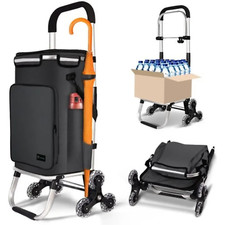 Chariot de Course Pliable 6 Roues Monte Escalier Aluminium Sac Isotherme