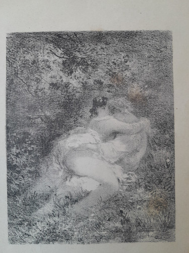 Lithographie ancienne scène - lithographie,