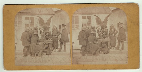 Photo stéréo 1870 curieux - photo,