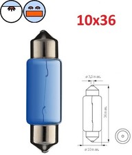 AMPOULE NAVETTE BLEU 12V 5W 10x36 VOITURE PLAQUE IMMATRICULATION TABLEAU DE BORD