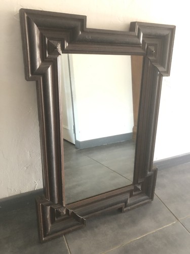 Cadre miroir ancien bois brut