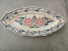 Ancien plat à poisson en faïence - faïencerie de Quimper signé HB -Henriot (PA)