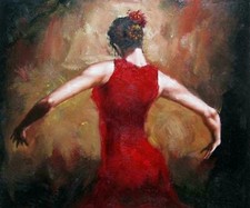 danseuse flamenco tableau peinture huile sur toile signée femme / dance painting