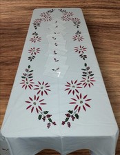 Nappe Blanche Brodée mains Artisanat Madagascar Motifs Fleurs Noël 7 SoaBoutik