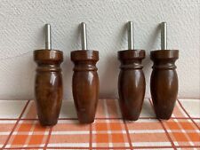 4 Anciens Pied De Lit Bois Deco Rétro 
