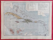 Carte XIXéme LES ANTILLES Guadeloupe Martinique par DRIOUX & LEROY Ed BELIN 1885