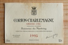 Étiquette Corton Charlemagne Grand Cru 1995 Magnum 150cl wine label weinetikett