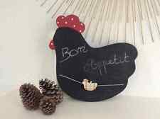 11 ⚜️ Tableau Mural Ardoise Forme de Poule en Bois