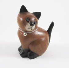 Chat assis Droit sculpté en bois de Suar - 15x11