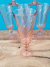 6 flutes à champagne anciennes torsadées Arcoroc collection Rosaline Vintage