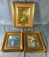 3 tableaux émaillés HELCA martelés à la main"Musique"de Hilaire & décor floral,