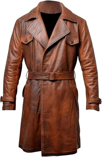 Manteau trench homme cuir - trench, en