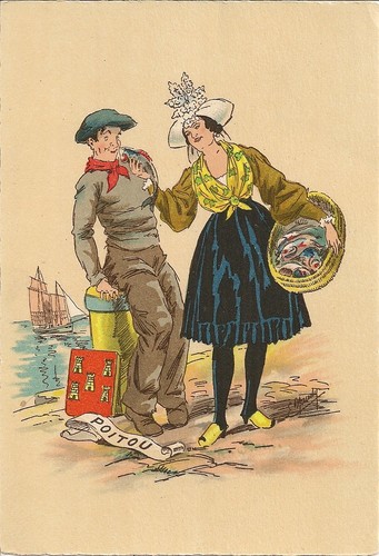 Carte postale floklore costume - postale,