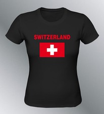 Tee shirt SUISSE femme football foot drapeau switzerland flag euro monde croix