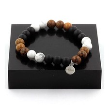 Bracelet Perles Howlite + Onyx
