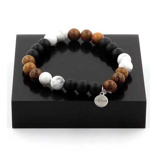 Bracelet perles howlite onyx - perles, +