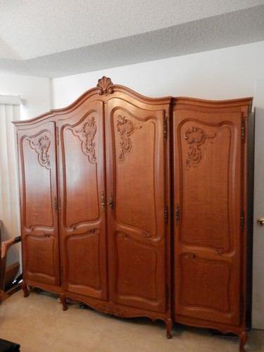 Antique french oak armoire - oak,