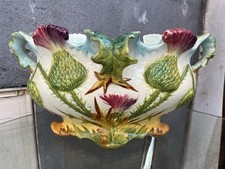 Jardinière en barbotine, Décor aux Chardons Signée Delphin Massier Vallauris AM