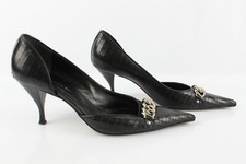 BARBARA BUI Escarpins Ouverts Pointus Chaînes Cuir Noir T 39 Très bon état