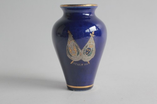 Vase faïence bleu henry - bleu, or