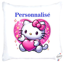 Housse de Coussin Hello Kitty. Personnalisé le prénom de votre Choix,..