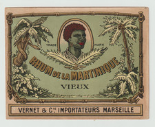 Ancienne Etiquette RHUM de la MARTINIQUE  Vieux - VERNET et Cie Marseille -Neuve