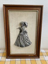 Ancien Cadre Deco Femme Étains Du Prince Relief Signé