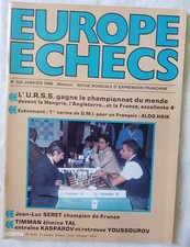 REVUE EUROPE ECHECS - n°325- Lucerne Champ monde par équipe - Janvier 1986 