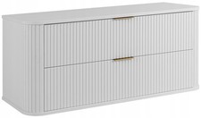 Meuble sous-lavabo salle de bain ELEGANCE 120 cm façade rainurée blanc