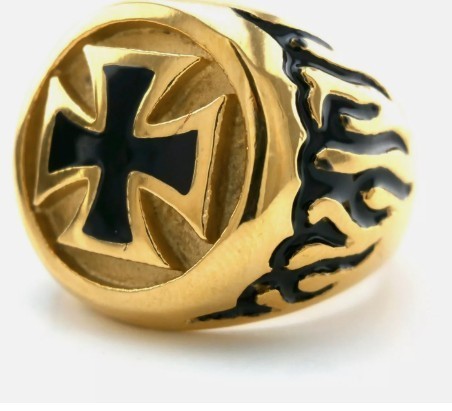 Bague croix malte acier - de,