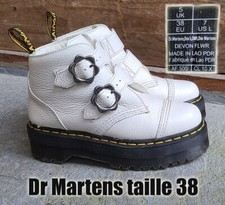 Dr MARTENS "Devon" Plateforme taille 38 UK5 cuir blanc semelles compensées
