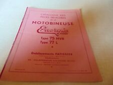 catalogue des pièces détachées motobineuse  ENERGIC type 75 MRV  77 L   1965