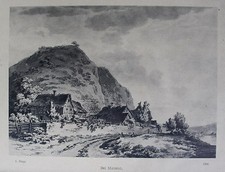 " Chez Meissen " Lithographie Après Adrian Zingg, Représentation 16,5x22,5