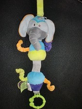 peluche d'éveil éléphant bleu violet vert DOUDOU ET COMPAGNIE vibre