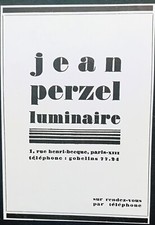 1930'  Antiquité Art Déco Jean Perzel Luminaire  Lampe  Old Publicité