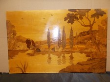 TABLEAU EN MARQUETERIE DE BOIS "PAYSAGE RURAL" DE GUILLOT